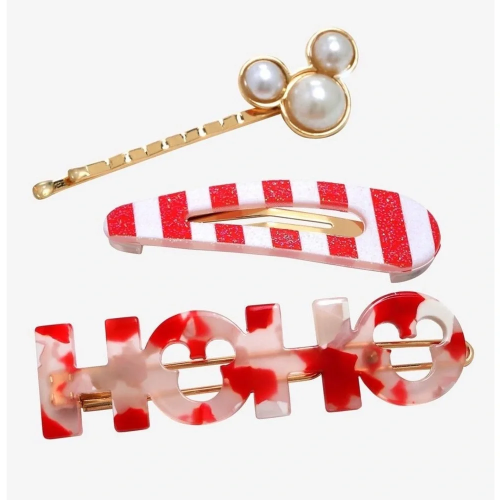 🆕 Disney Mickey Mouse Holiday Hair Clips - Set of 3